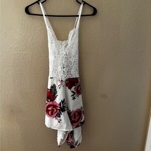 Floral and lace romper